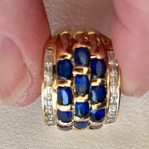 Sapphire and CZ Cocktail Ring